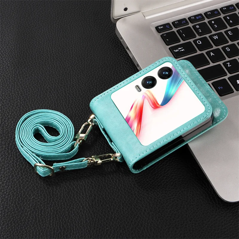 For Infinix Zero Flip X6962 Wallet Crossbody Lanyard Phone Case For Infinix Zero Flip Card Holder Leather Protective Cover