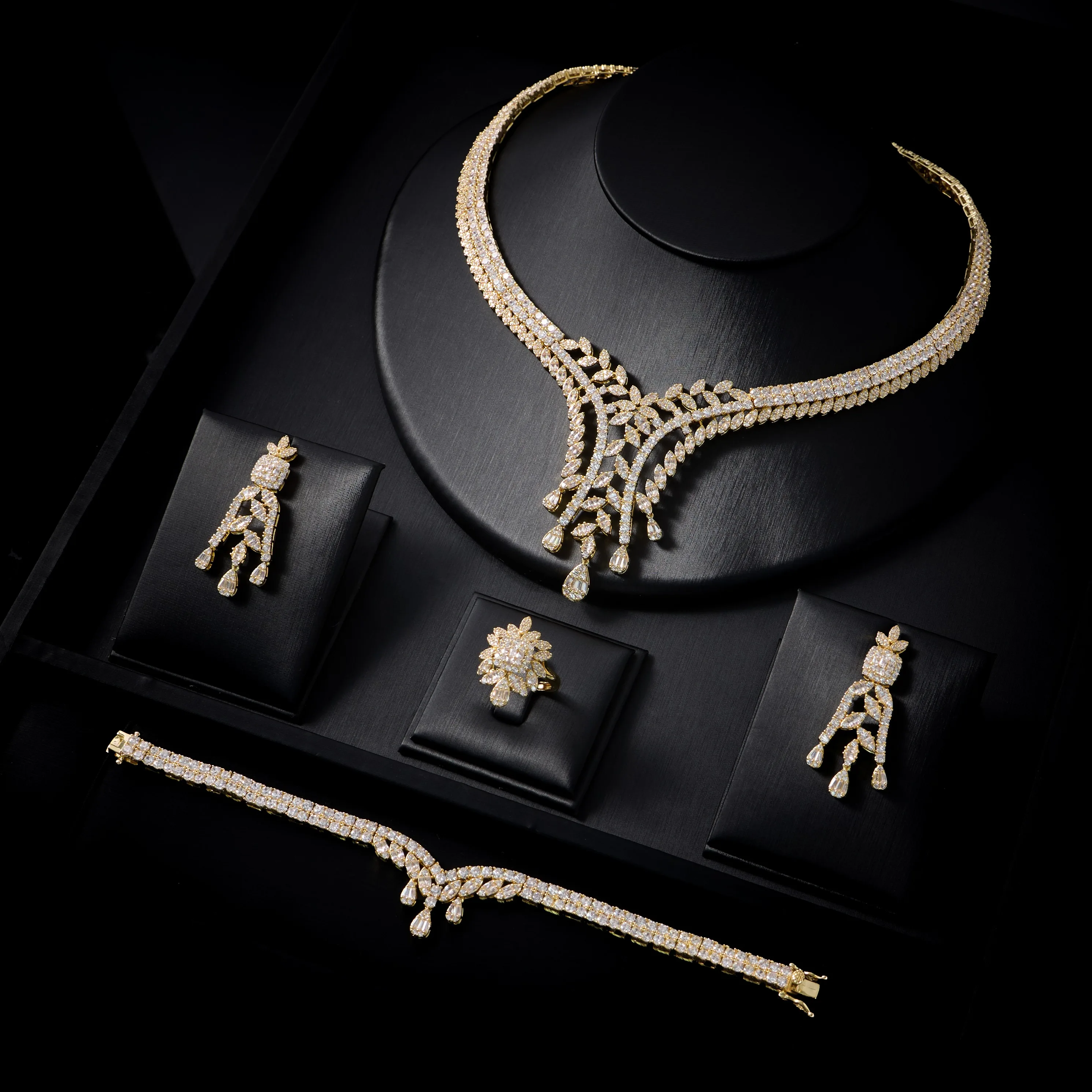 IN JEWELIFE Bridal Jewelry Set Cubic ZirconiaNecklace Earrings Ring Bracelet Wedding Evening Party Dress Accessories For Women