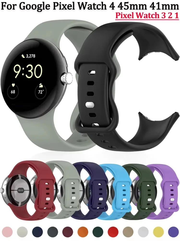 Bracelet en Silicone sans écart pour Google Pixel Watch 3/4 45mm 41mm, Bracelet Original, ceinture pour Google Pixel Watch 1/2/3/4