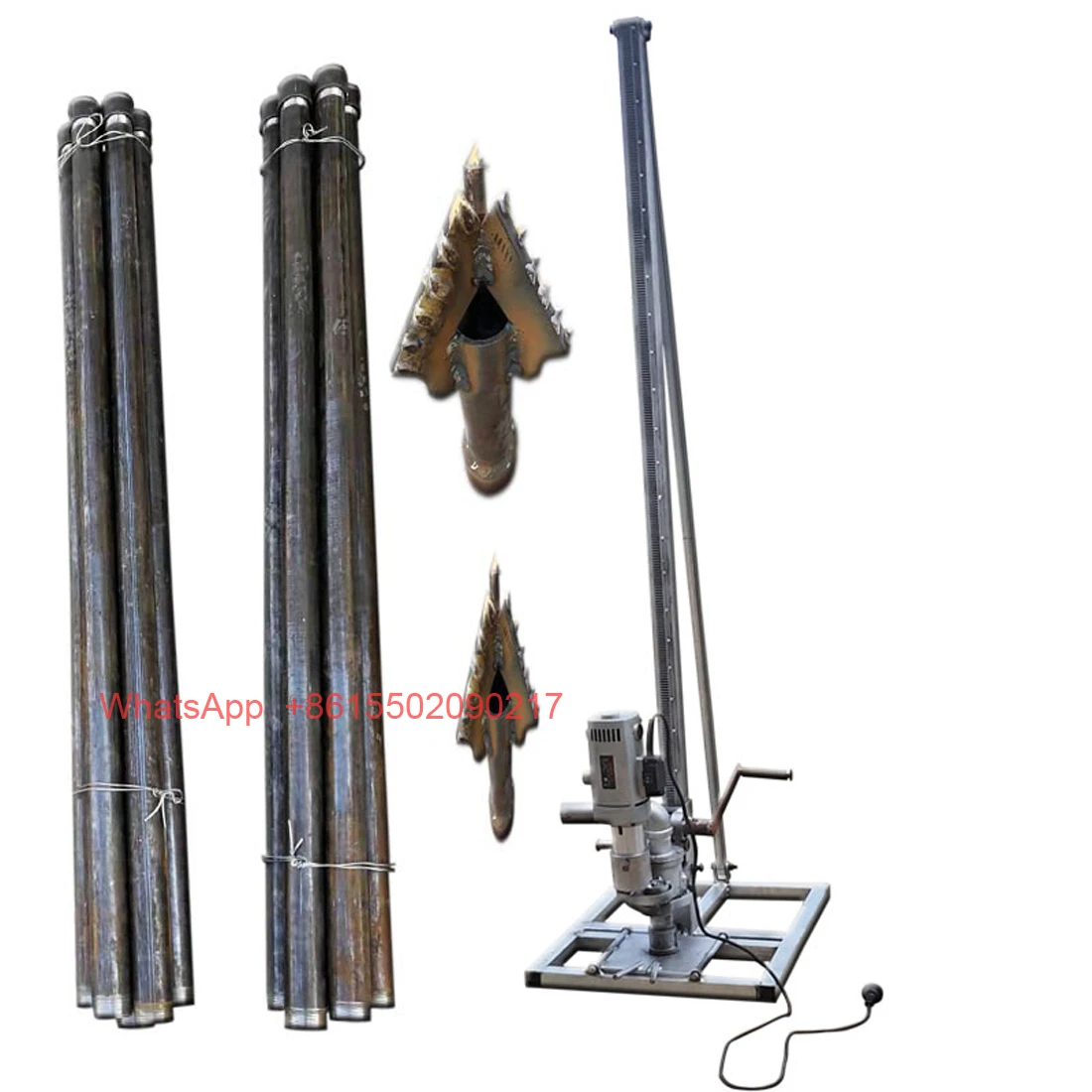 High power 220V small electric drilling rig 2500W drilling rig equipment complete machine thickened drill pipe alloy drill bit