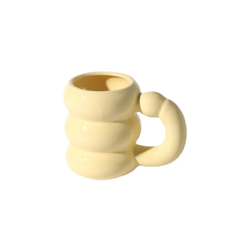 Korea Style Ins Circle Bubble Coffee Cups Nordic Cute Solid Color Ceramic Mugs Coffee Cups Breakfast Milk Juice Tea Handle Cup