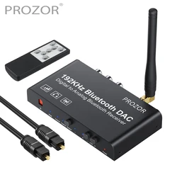 Prozor dac conversor embutido receptor 192khz dac bluetooth-compatível com ir coaxial digital de controle remoto toslink para l/r rca