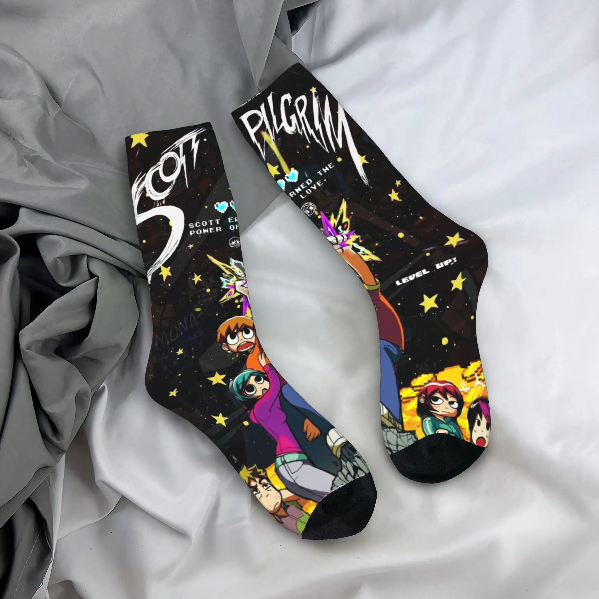 Indie película personaje Scott Pilgrim medias novedad calcetines adultos hombres otoño diseño al aire libre calcetines antideslizantes regalo de cumpleaños