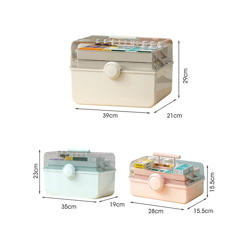 Caja de almacenamiento de píldoras de medicina familiar, contenedor grande de 3 capas, organizador de píldoras, Kit de primeros auxilios, estuches de píldoras de gran capacidad, cuidado de la salud