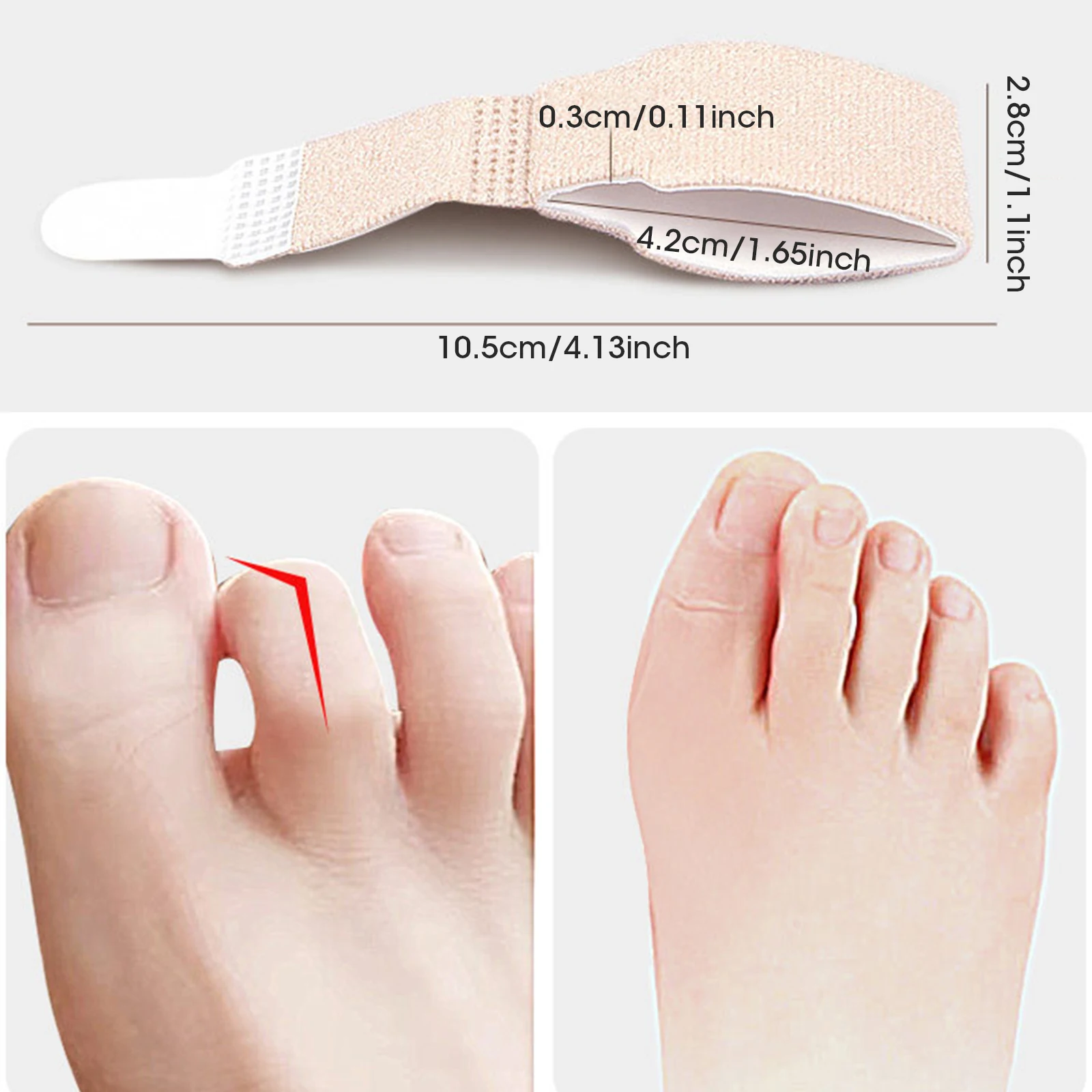 2Pcs Hammer Toe Straightener Toe Splints Cushions Bandages for Correcting Crooked & Overlapping Toes Protector