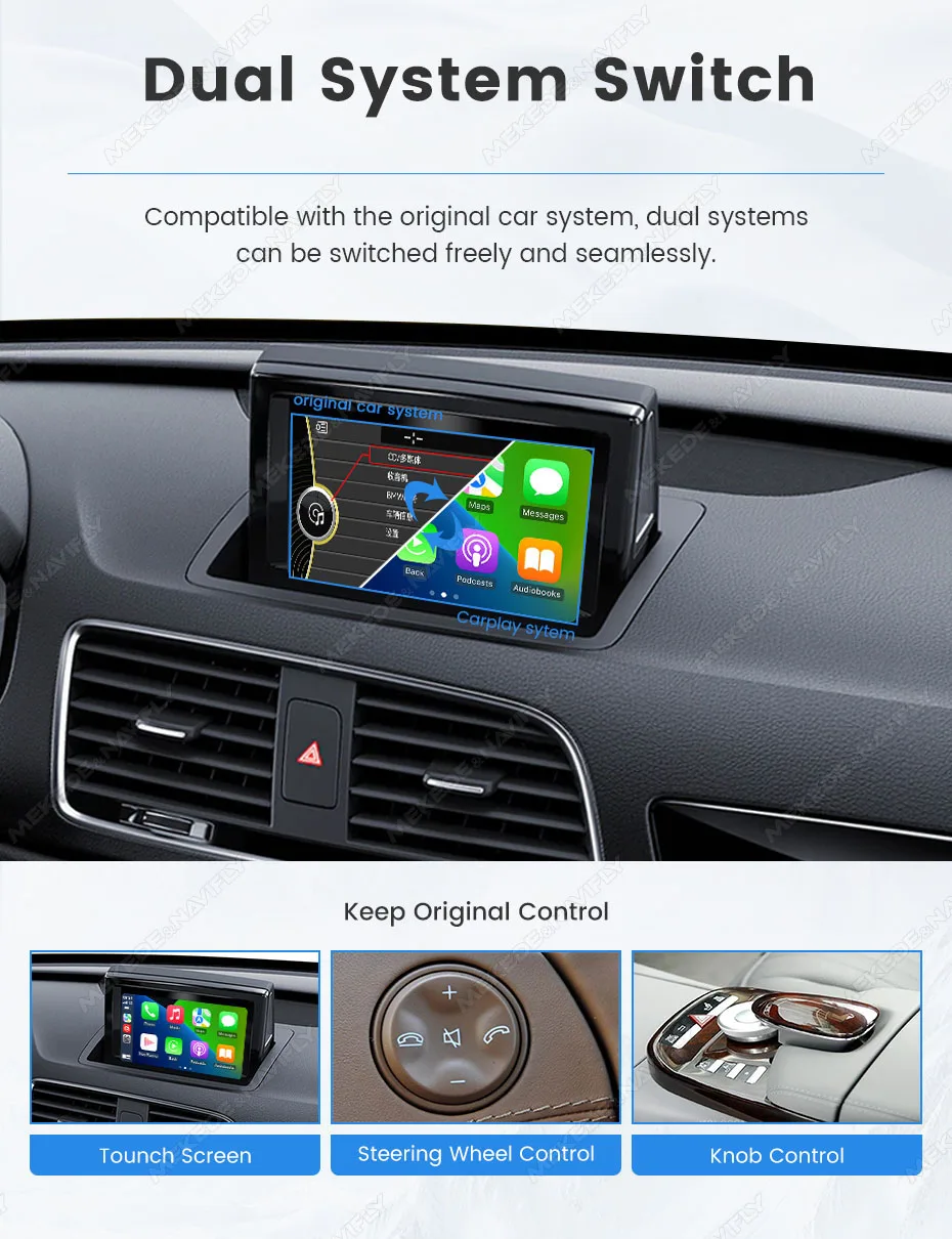 MEKEDE Wireless CarPlay Android Auto Decoder für Audi A1 Q3 A4 A5 Q5 MMI 2G Smart Video Box unterstützt Mirror Link, YouTube und Netflix. – Detail 11