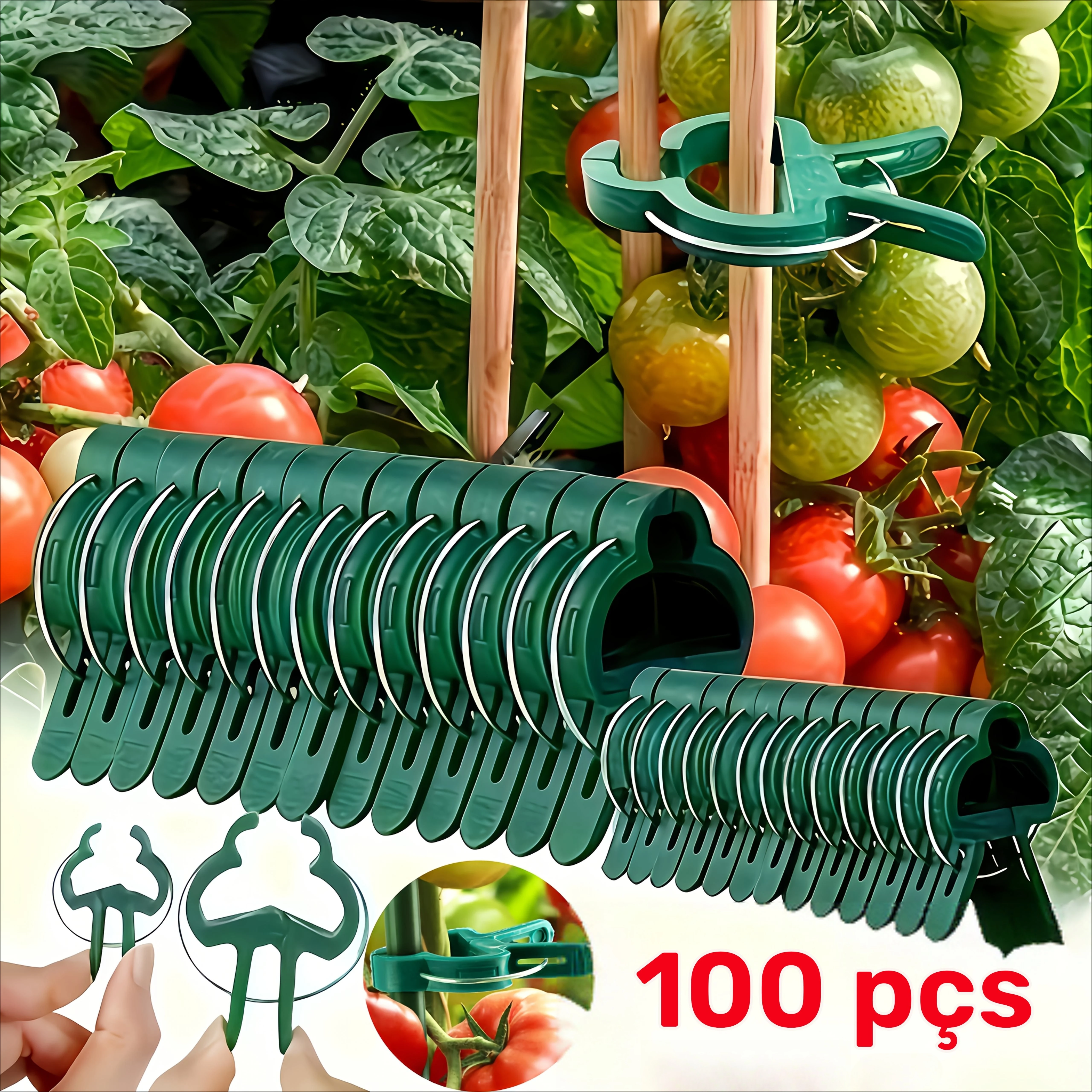 100 soportes de plantación reutilizables y de alta calidad para viñas, vegetales y tomates |   Abrazaderas ajustables para plantas
