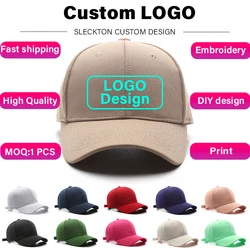 SLECKTON Custom Logo Brand Embroidered Cap Quality Cotton Baseball Cap for Women Men Fashion DIY Letter Design Hat Wholesale