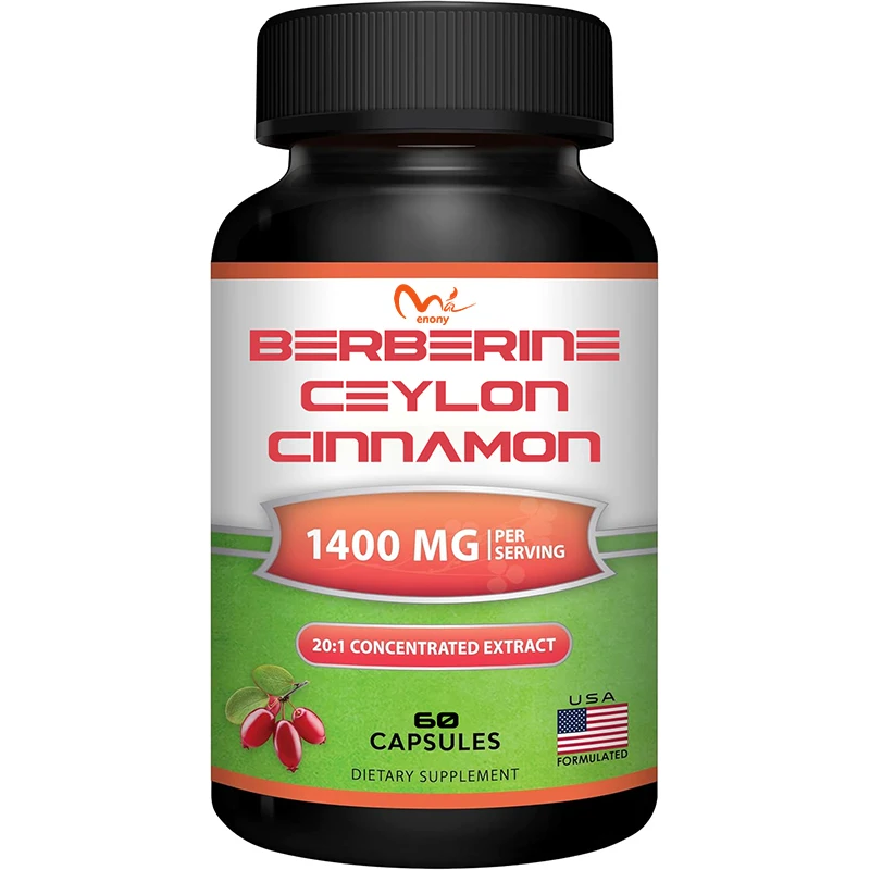 

Berberine combined with Ceylon cinnamon supplement, 1400mg, 60 capsules, 1200mg hydrochloric acid powder extract