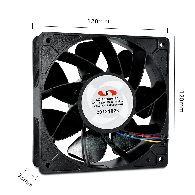 

KZ12038B012F DC 12 В 3,2 А 120x120x38 мм 4-проводной охлаждающий вентилятор для сервера