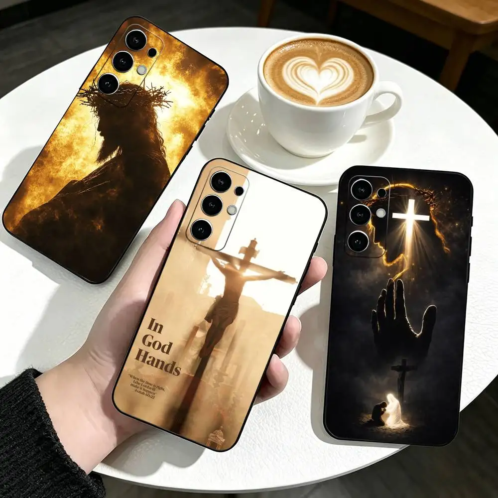 

Jesus Christ My God Phone Case Black Silicone Soft For Samsung S25,S24,S21,S22,S23,S30,Ultra,S20,Plus,Fe,Lite