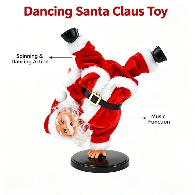 Electric Dancing Santa Claus, Musical Rotating Christmas Toy Plush Figure for Kids Holiday Party Gift