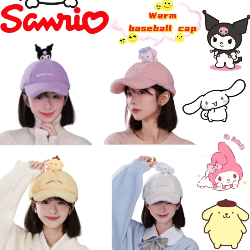 Sanrio My Melody Pochacco Pompompurin chapéus periféricos de filmes e televisão kawaii para meninos e meninas bonés de beisebol quentes de inverno