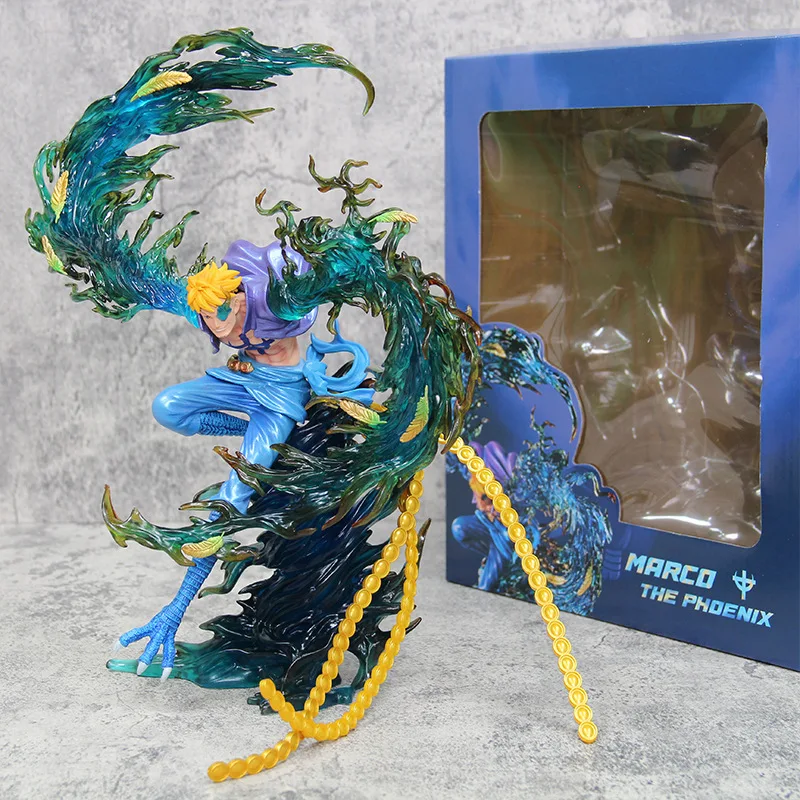 1pcs 33cm 650g One Piece Handmade Flying Marko White Bearded Undead Bird Anime Model Statue Ornament Holiday Gift