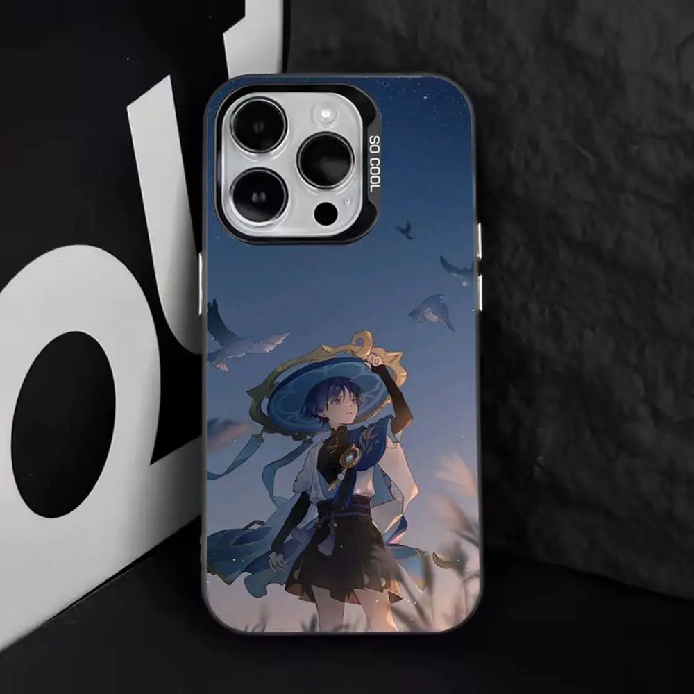 Scaramouche-S Genshin Impact für iPhone 11,12,13,14,15,16,17,Pro,Max,Plus,E,Air,Mini Handyhülle IMD Mattschwarz