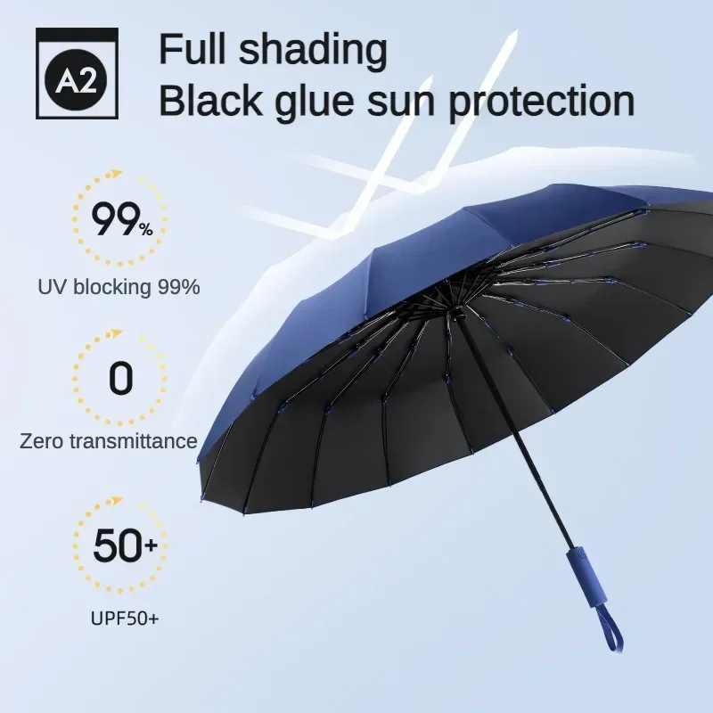 Fully Automatic Folding Umbrella for Men Women, Large 16 Bone Windproof Strong, UV Sunproof, Wind and Water Resistant Umbrellas