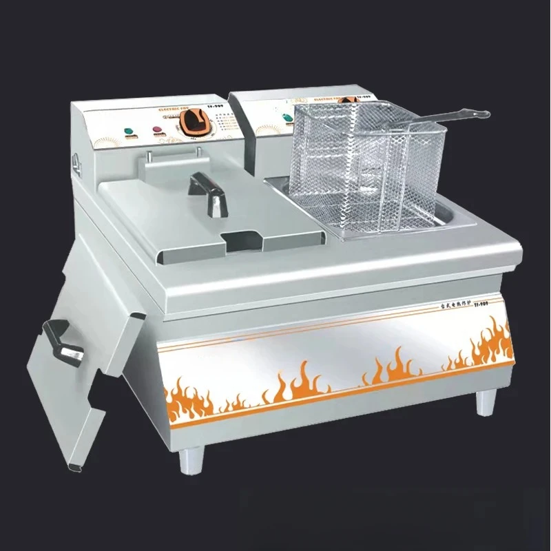 Commercial desktop electric fryer, fryer, single cylinder stainless steel French fries, stall snack street