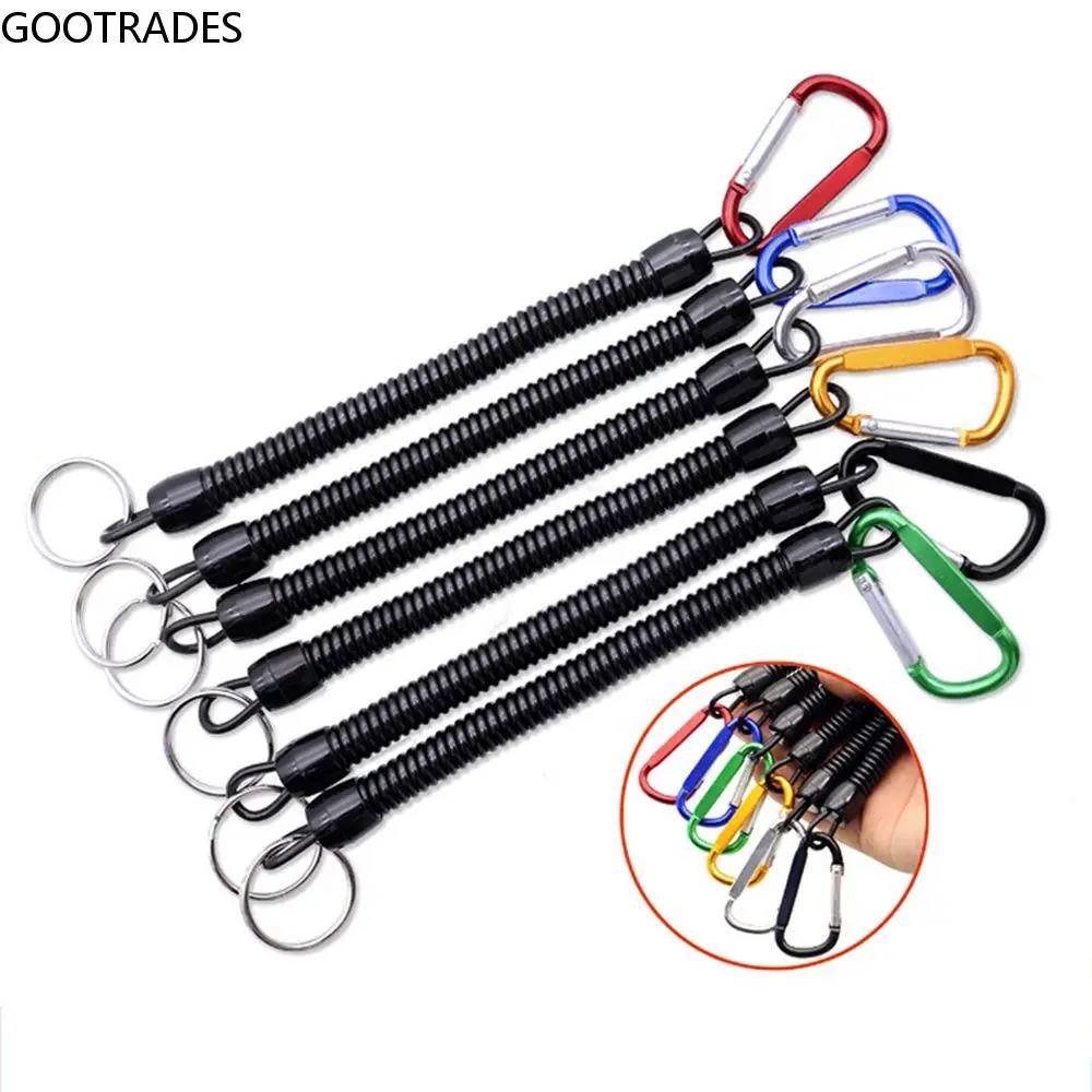 

Flexible Accessories Camping Retractable Elastic Anti-lost Outdoor Tools Carabiner Spring Rope Lanyards Fishing String