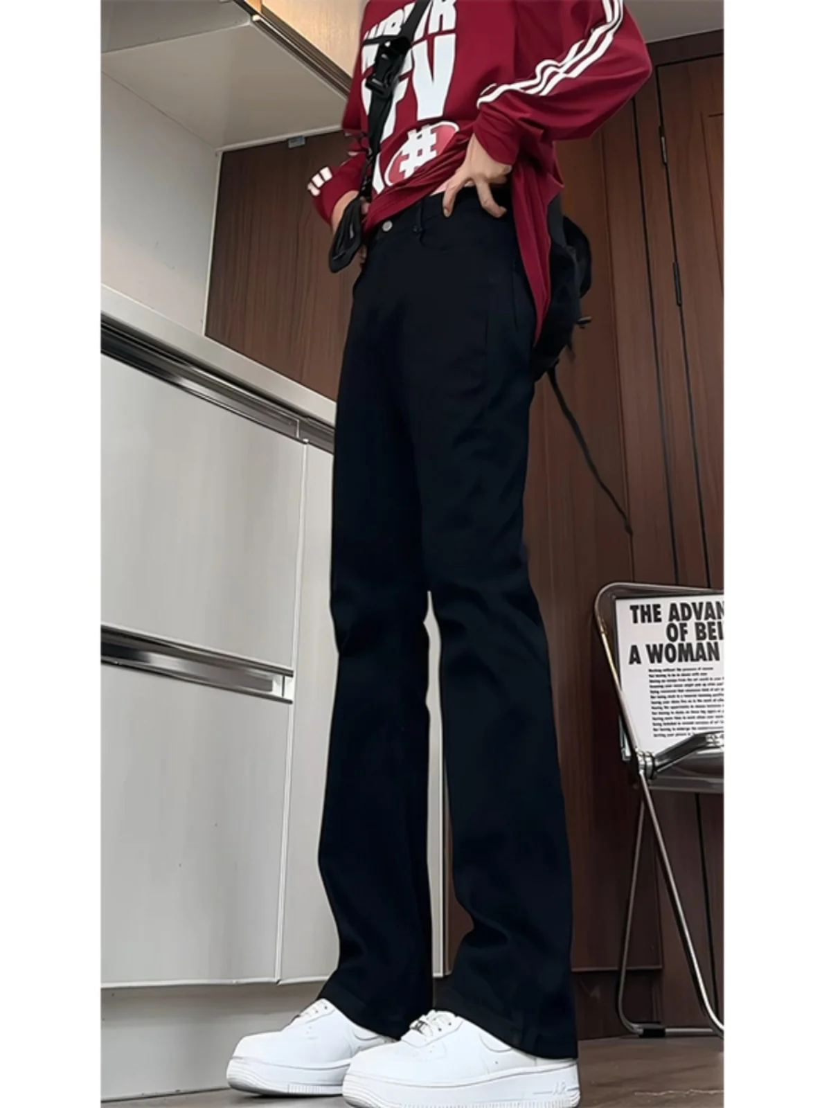 

Мужские джинсы Fce с подкладкой, прямые, с высокой посадкой, утягивающие, для зимы, повседневные, в уличном стиле