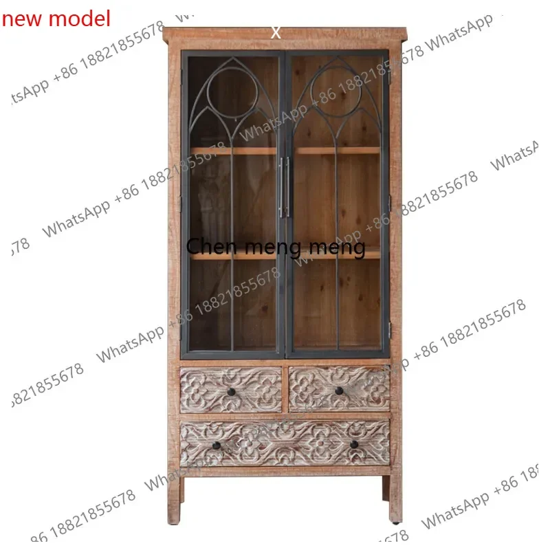 N138  retro and old porch partition cabinets, simple homestay living room carvings, storage side cabinets