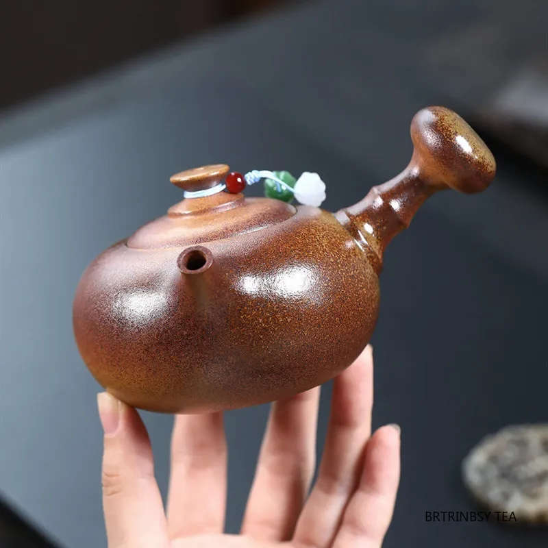 

210ml Chinese Yixing Purple Clay Teapot Handmade Side Handle Pot Beauty Tea Infuser Kettle Tradition Household Zisha Tea Set