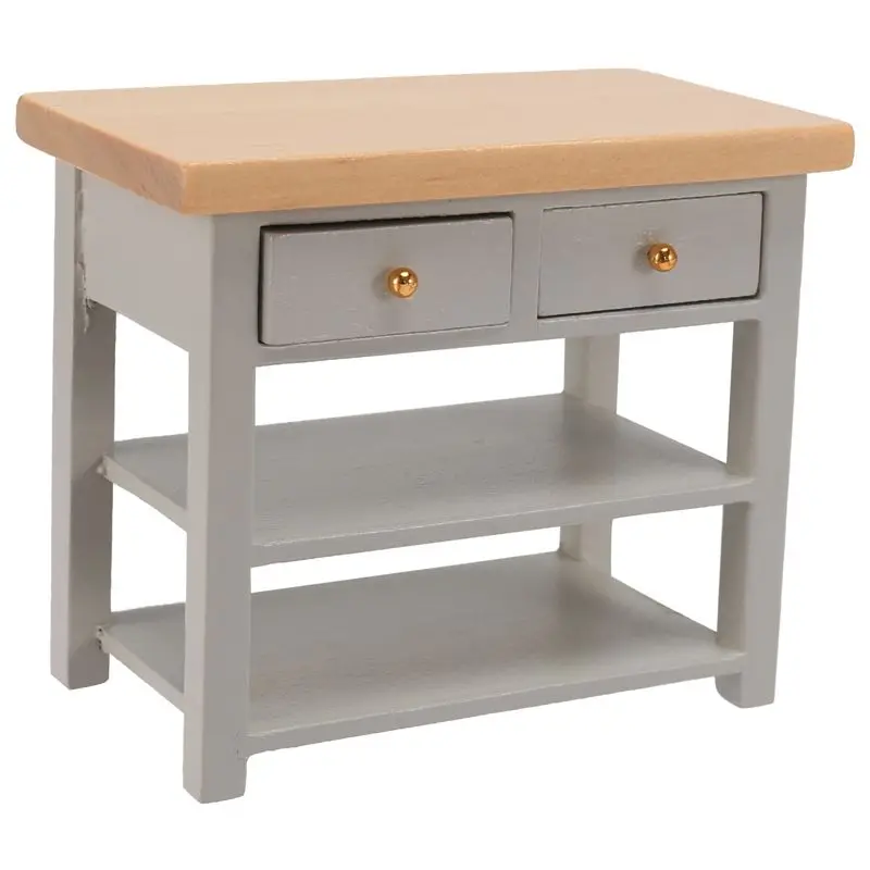 T34C 1/12 DollHouse Furniture Miniature Wooden Console Table Cabinet Kitchen Room Sideboard Bathroom Shelf Grey - view 3