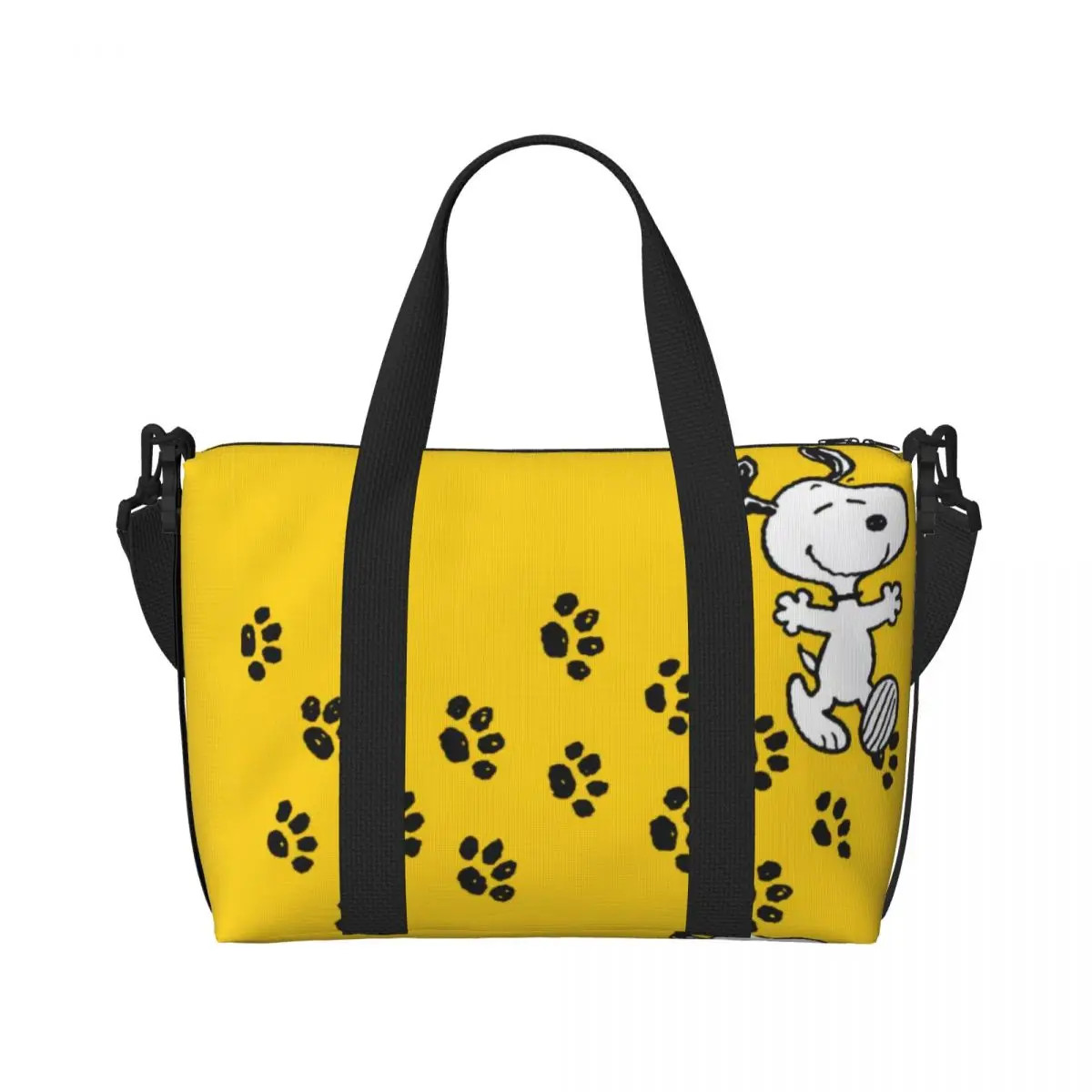 Custom S-Snoopys Paw Print Path Groceries Tote Shopping Bags Women Big Capacity Cartoon Comic Dog Beach Gym Travel Bags