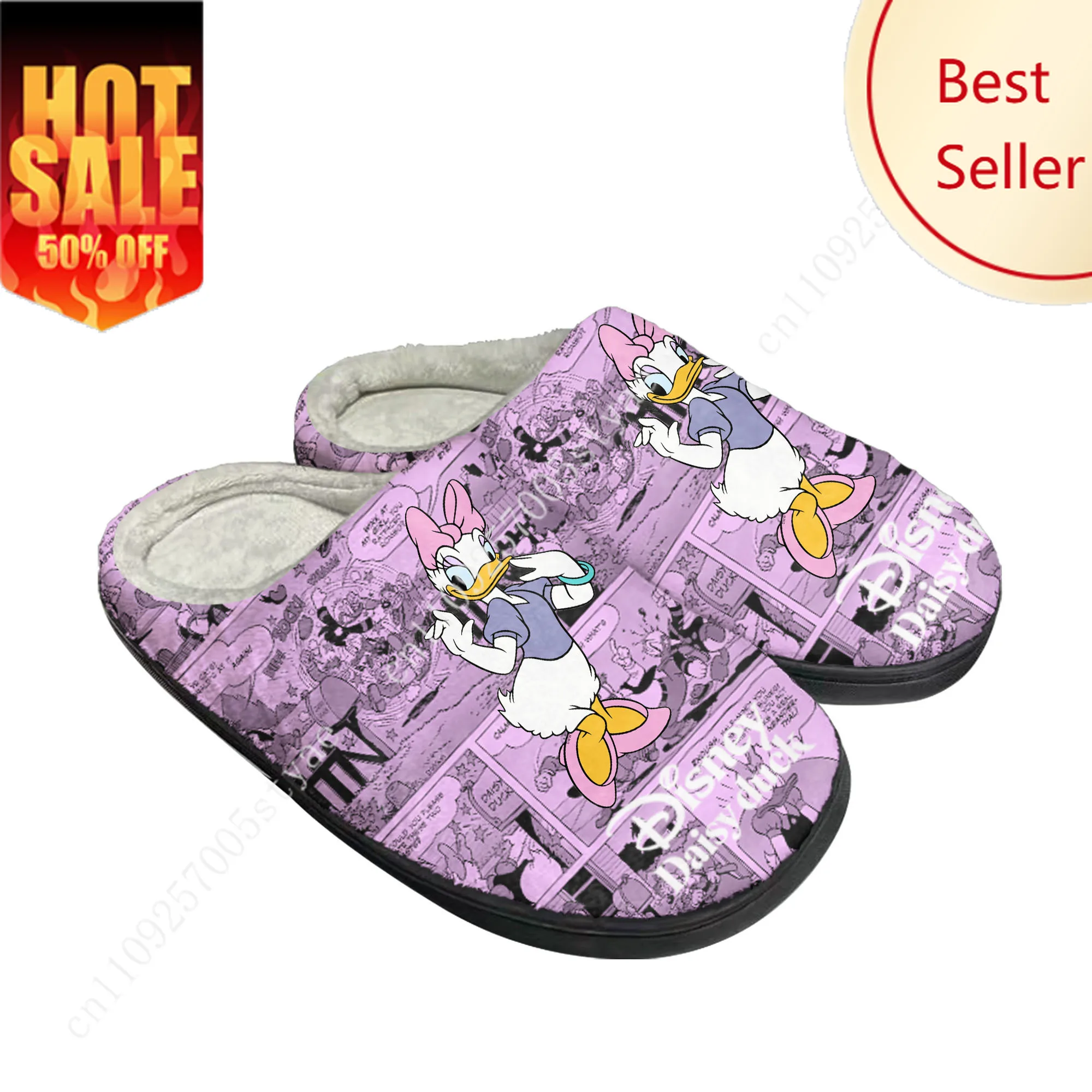 

Daisy Duck Cotton Slippers Disney Cartoon Decorate Plush Indoor Shoes Design Your Photo Party Holiday Gifts Custom Shoe