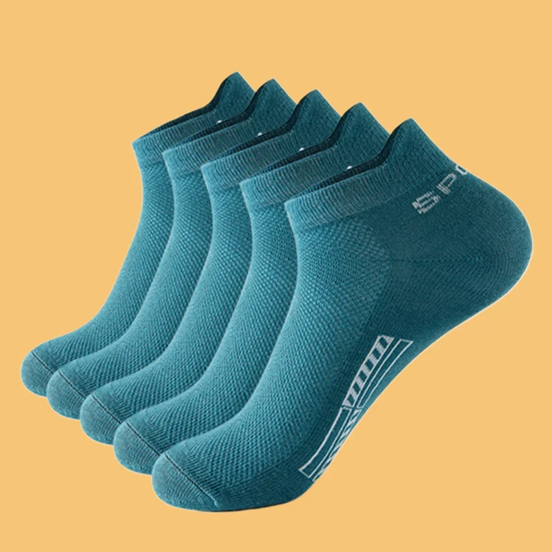 

5 Pairs/lot Organic Cotton Men Socks High Quality Ankle Breathable Mesh Green Sport Sock Casual Athletic Summer Thin Short Socks