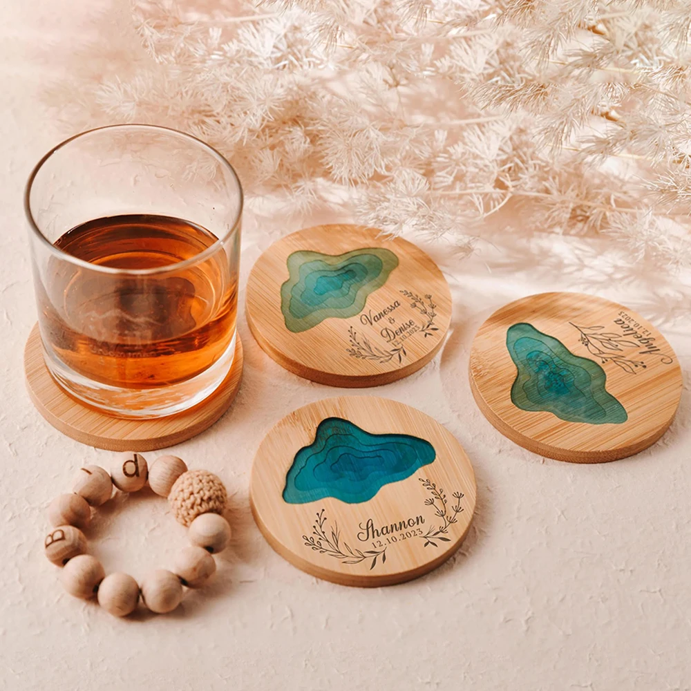 Custom Coaster Engraving Name Placemat Fresh Wood Cup Holder Table Mat Pad Non-slip Heat Insulation Cup Mat Kitchen Accessories 2