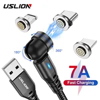 USLION 7A Magnetic USB Fast Charging Cable Type C Mirco Phone Data Cord For iPhone 16 15 Pro Max Xiaomi 14 POCO F6 Oneplus 13