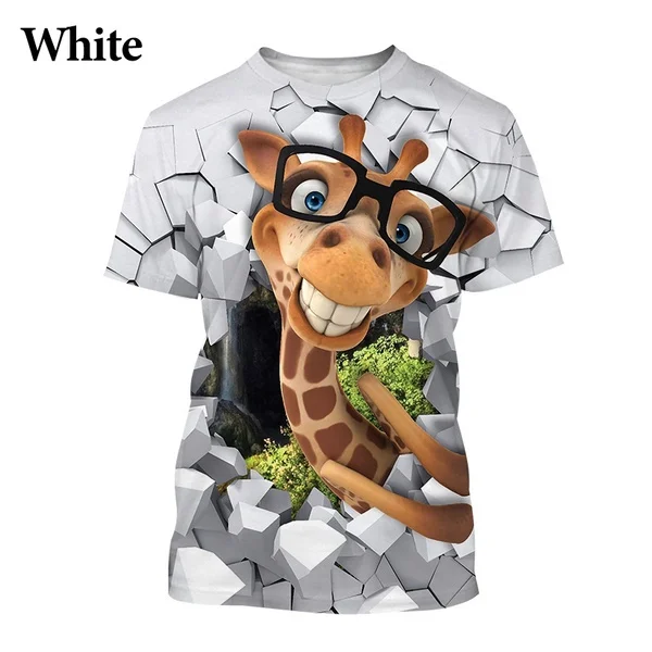 

Tshirts Funny Giraffe Animals 3D Printed Men Women TShirt Oversized Summer Short Round Neck Sleeve kids Tops Tees Clothing