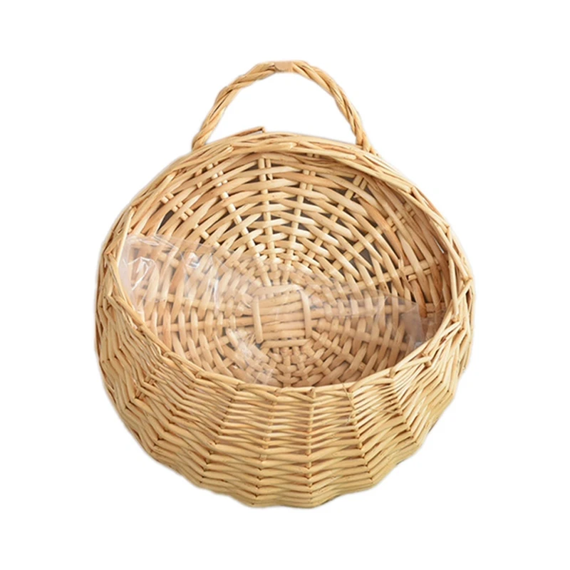 Hand Made Flower Planter Wall Hanging Wicker Rattam Basket Garden Vine Pot Plants Holder Garden Pots Wall Planter