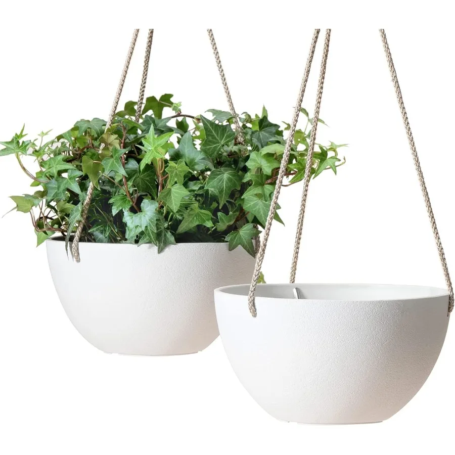 

White Hanging Planter Basket 8 Inch Indoor Outdoor Flower Pots Plant Containers W Drainage Hole Plant Pot for Hanging Plants Pa