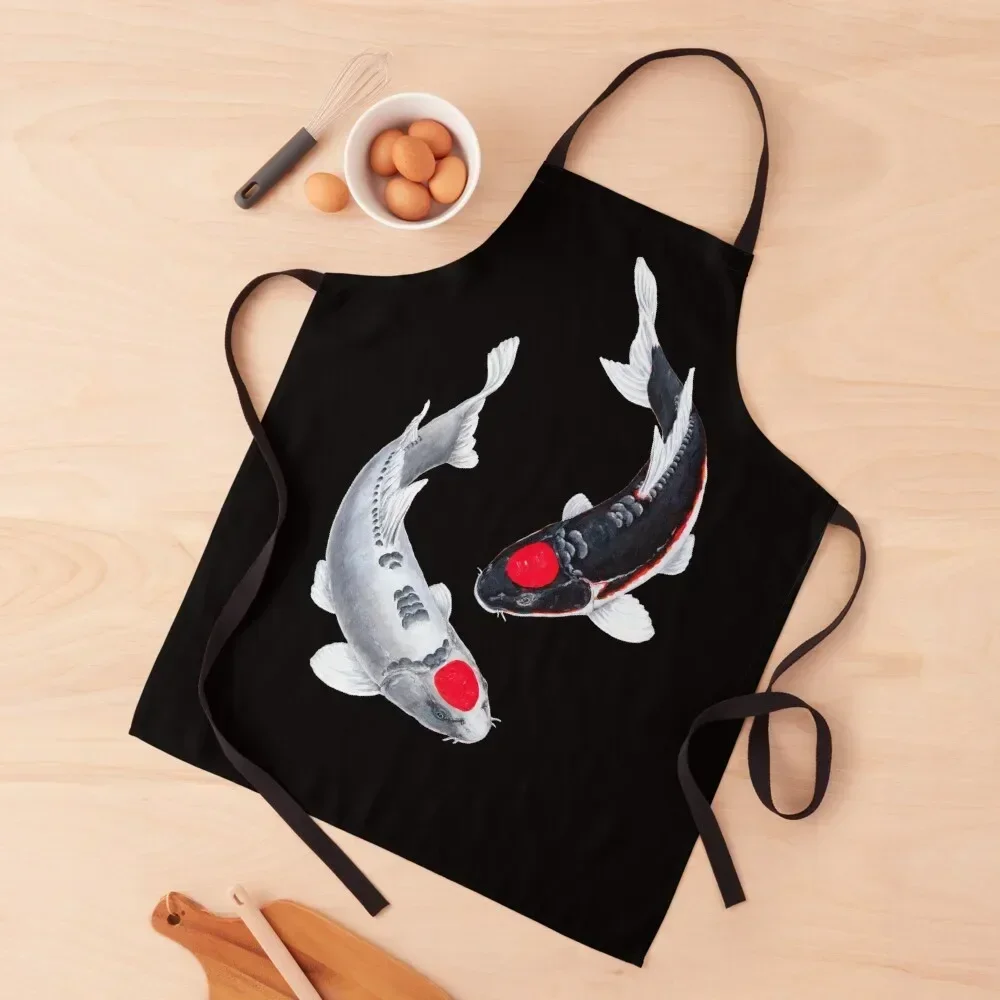

Koi Fish Tancho Black White Apron Household Items Useful Men kitchen Apron