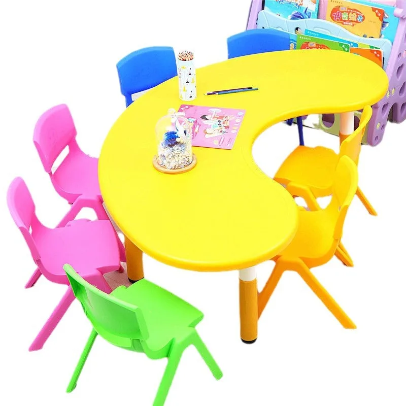 

Children's creative plastic tables and chairs Kindergarten baby toys Learning table Early education Lifting