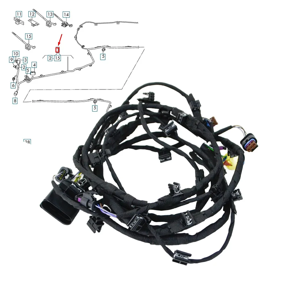 Front Bumper Cable Black Front Wiring Harness OEM 4M0971095AF Replacement Installation Quick To Install Easy To Use