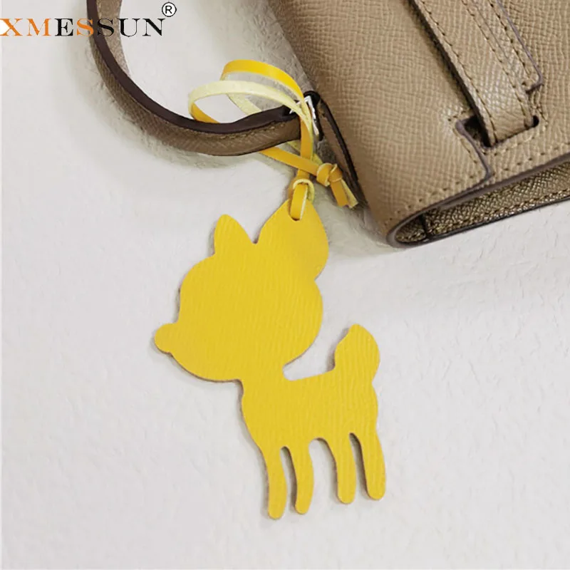 

XMESSUN News Genuine Leather Deer Charm DIY Pendant Character Alphabet Keychain Charm Backpack Pendant for Women Bag's Charm