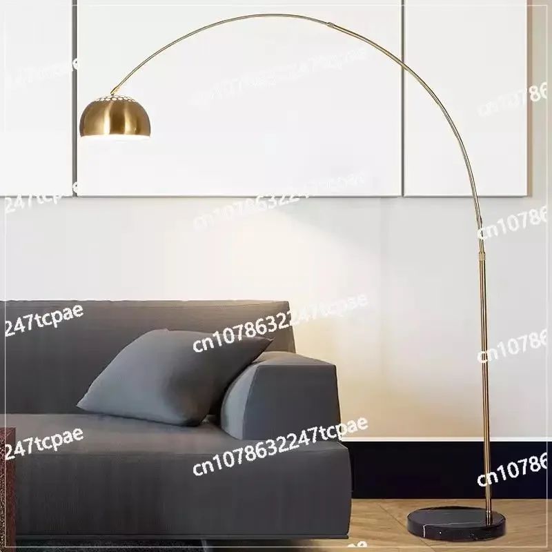 Nordic modern design adjustable creative fish-shaped marble base golden arched floor lamp