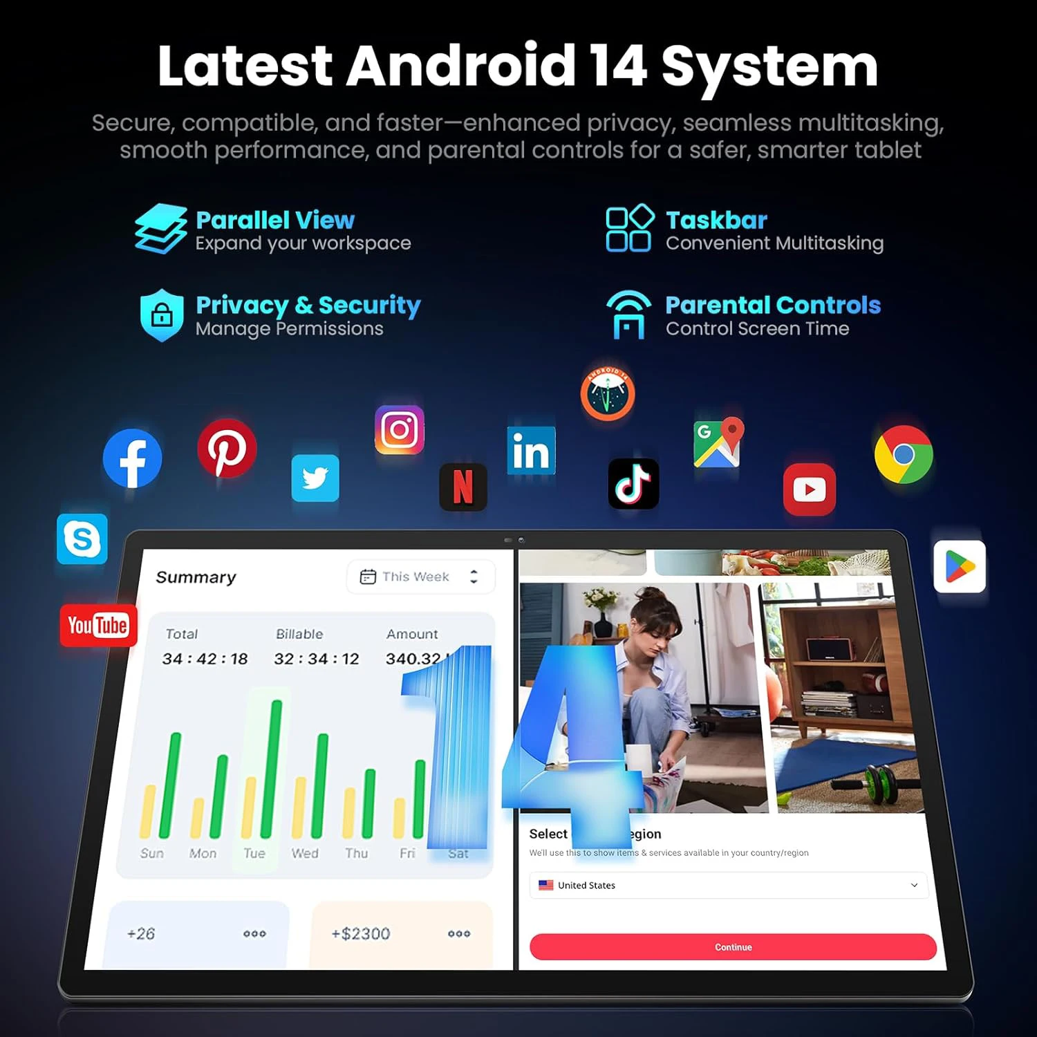 【العرض الأول في العالم】الإصدار العالمي 16 بوصة Android 14 Tablet Helio G99 ثماني النواة 12000 مللي أمبير في الساعة 1920 × 1200 IPS شاشة WiFi Play Store