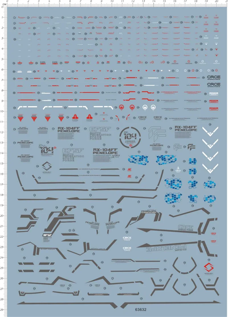 Water Slide Decal for Gundam HG RX-104 GDM Model Kit 63632