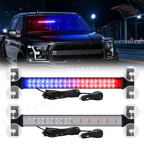 Imagen 1 del producto Luz estroboscópica de 40 LED, lámpara de advertencia de Flash de emergencia, barra de parabrisas automático, linterna para consejo de tráfico, accesorios para coche rojo y azul, 12V-24V