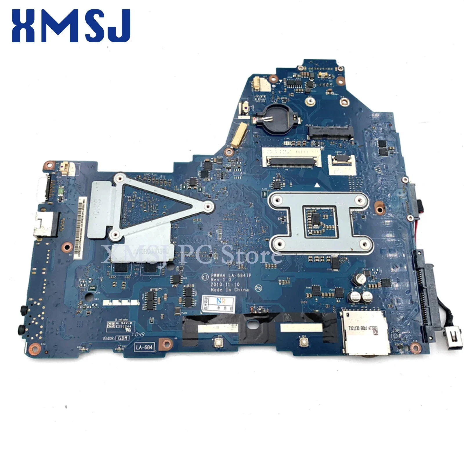 XMSJ For Toshiba Satellite A660 C660 Laptop Motherboard K000114920 PWWAA LA-6847P MB DDR3 HD 5430 GPU Free CPU