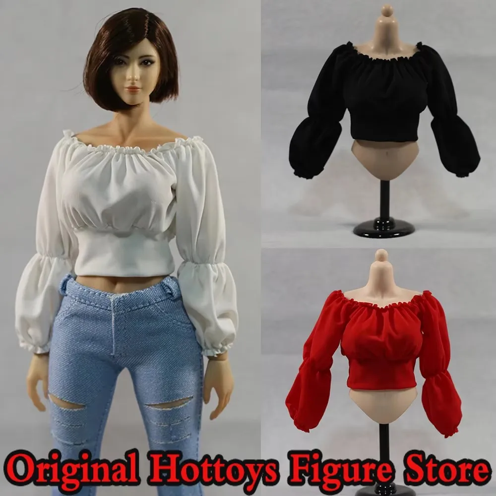 

DMTOYS DF080 Женская одежда в масштабе 1/6, однотонные топы с открытыми плечами из ледяного шелка с объемными рукавами, подходят для 12-дюймовой экшн-фигурки куклы