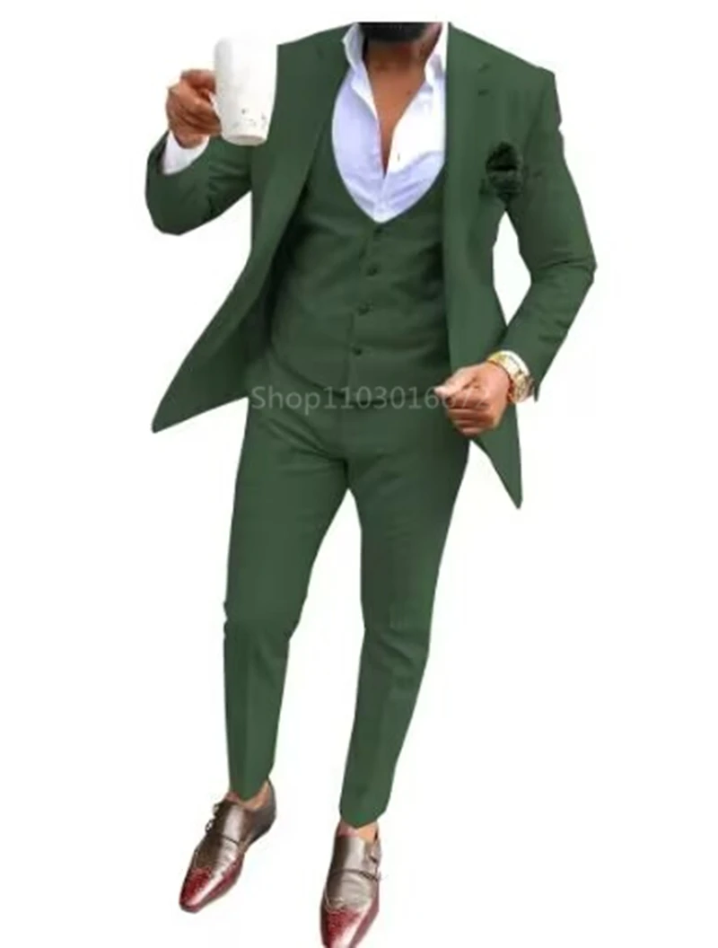Costumes élégants et solides pour hommes, Smart, décontracté, simple boutonnage, Slim Fit, Blazer, gilet, pantalon, haute qualité, 3 pièces, Costume pour fête
