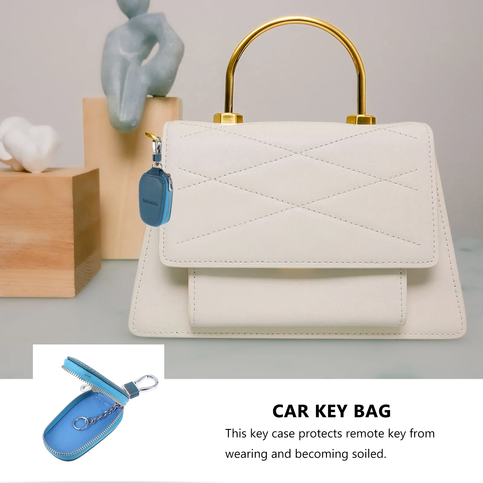 

1Pcs Car Key Container Stylish Keychain Holder Portable Zipper Bag Exquisite Craftsmanship Comfortable Grip Easy Carry