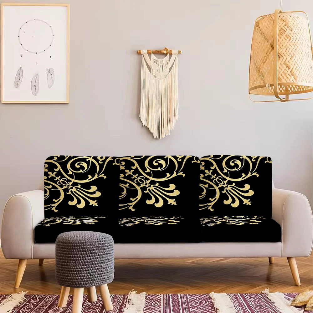 Summer Outdoor Sofa Cover with Luxurious Gold Scroll Pattern, Milk Silk Fabric, Pet - Friendly, Machine -