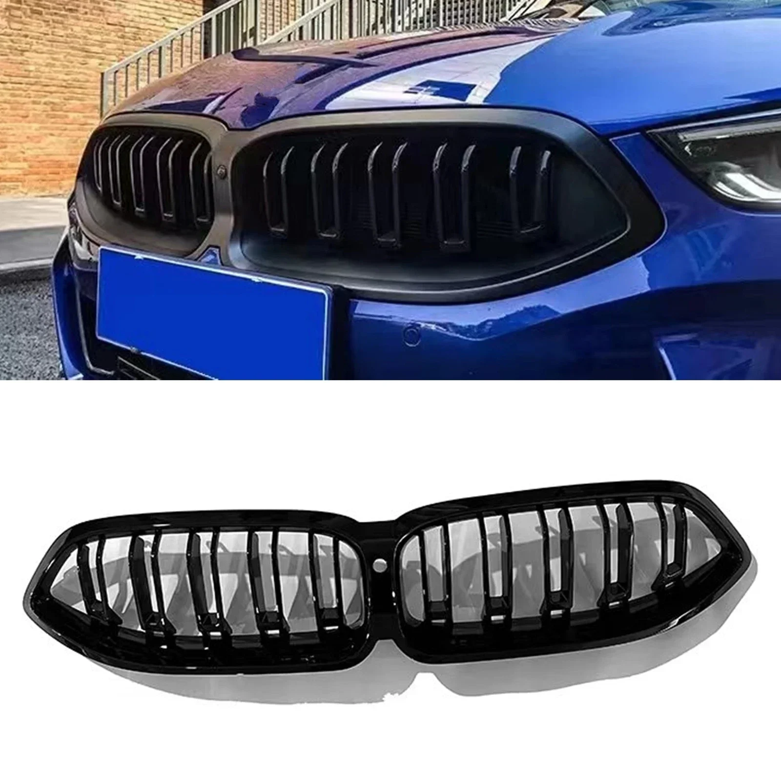 

New！ Front Grille Kidney Grill For BMW 8 Series G14 G15 G16 840i M850i 2022-2024 M Sport Double Slats Upper Bumper Hood Mesh Gri