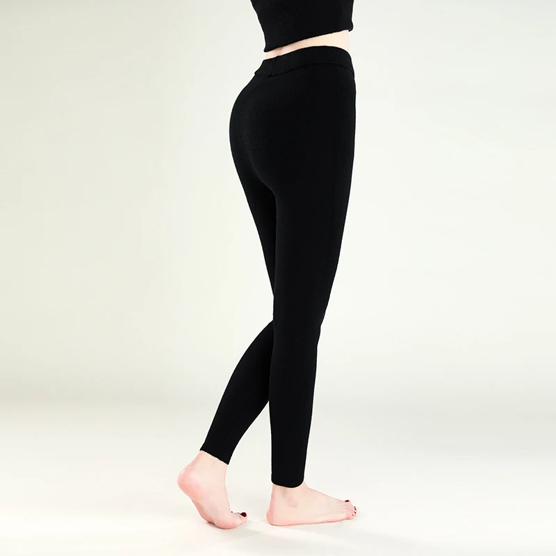 Leggings de lana pura para mujer, pantalones ajustados y cálidos, con pantalones elásticos debajo, otoño e invierno, nuevo