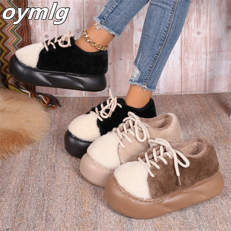 2024 New Velvet Warm Thick Bottom Casual Cotton Shoes for Winter Women's Retro Fury Bread Shoes